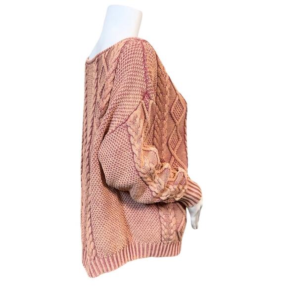 #T9 Callahan Revolve Enzyme Wash Rose Cable Knit Boat Neck Sweater $124 - Picture 11 of 14